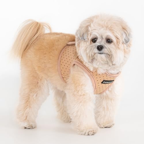 Puppia Dotty Dog Vest Harness B (Step-in) Fashionable Polka Dot Pattern Spring Summer Harness for Small Dogs, Beige, Large - color: Beige, size: Large