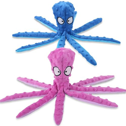 Octopus Dog Toy, Stuffing Free Octopus Dog Toy, Squeaky & Crinkle Plush for Aggressive Chewers Dogs, for Interactive Play, Teething & Anxiety Relief (2PCSC) - color: 2PCSC