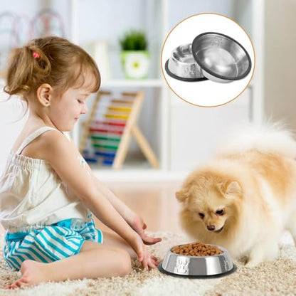 Stainless Steel Cat Bowl, 4 Pack Metal Dog Bowls for Food and Water, Non-Slip Pet Feeding Dish Bowl with Rubber Base for Cats Puppy Small Medium Dogs - size: 8oz 4 pack