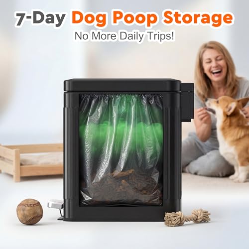 Dog Poop Trash Can Outside - Odor Control & Waterproof, 2.7Gal Metal Pet Waste Garbage Can with Lid & Foot Pedal - Includes 30 Bags, a Bag Holder, and Lawn Stakes for Outdoor Security - size: Medium-2.7 Gallon