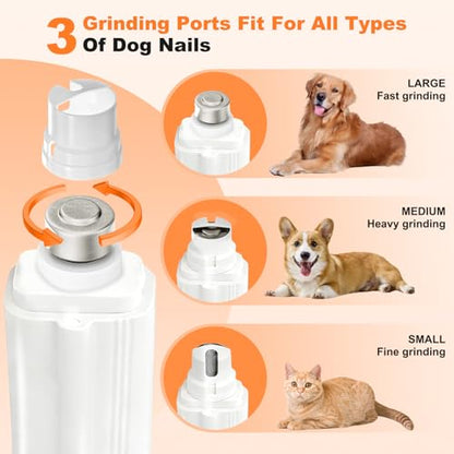 2-in-1 Dog Nail Grinder & Cat Nail Clippers Trimmers for Large Medium Small Dogs Cats Claw Trimmer Quick Sensor with 2 LED Lights Safety Guard USB Rechargeable Dogs Nail Trimmer (White) - color: White