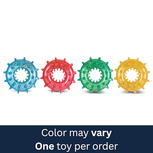 American Kennel Club AKC Spiked Glitter Dog Toys – Squeaky TPR Ball & Ring for Dental Health, Vanilla Scented with Erratic Bounce – Durable Textured Chew Toys for Dogs