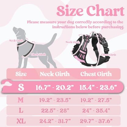 rabbitgoo Dog Harness Small Sized, No Pull Easy On & Off with 3 Buckles Pet Harness, Adjustable Soft Walking Vest with 2 Clips and Handle, Reflective for Small Dogs, Pink, S - color: Pink, size: Small