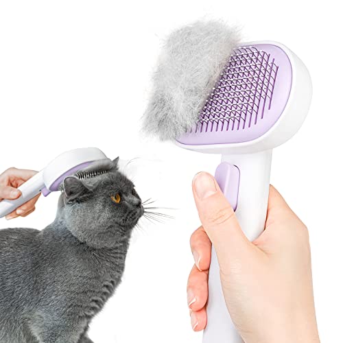 aumuca Cat and Dog Grooming Brush for Shedding, Removes Loose Fur from Long or Short Haired Pets - Ideal for Cats, Kittens, Rabbits, and More - Purple - color: Purple