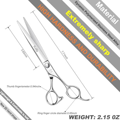 High-end Professional Dog Grooming Scissors Pet Grooming Shears 7 Inches Extremely Very Sharp Made Of Stainless Steel Alloy By Hand For Dog Cat Groomer - size: 7inch, style: Shears