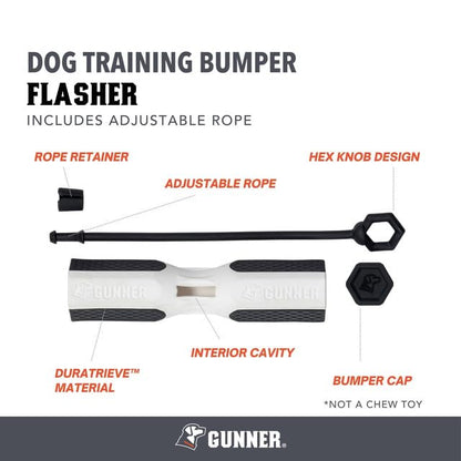 GUNNER Dog Training Bumper - Retriever Training Dummy, Retrieving Dummies for Pets, Bumpers for Water Retrieving with Adjustable Rope, (Flasher) - color: "Mark" Flasher