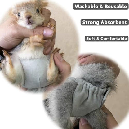 Washable Squirrel Diapers - Extra Small Reusable Pet Cloth Diapers Highly Absorbent Leak-Proof Urine Wet Pants with Adjustable Waistline for Indoor Squirrel (Grey, M (3.9" - 6.3"), Count, 1) - color: Grey