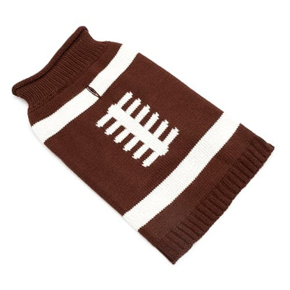 THE WORTHY DOG Touchdown Sleeveless Dog Sweater – Warm Pullover Dog Clothes with Leash Opening, Acrylic Double Knit & High-Cut Belly - Brown, Small - color: Touchdown - Brown, size: Small