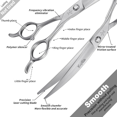 High-end Professional Dog Grooming Curved Scissors Pet Curved Shears 7.5 Inches Extremely Very Sharp Made Of Stainless Steel Alloy By Hand For Dog Cat Groomer - style: 7.5inch Curved Shears