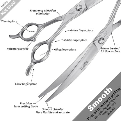 High-end Professional Dog Grooming Curved Scissors Pet Curved Shears 7.5 Inches Extremely Very Sharp Made Of Stainless Steel Alloy By Hand For Dog Cat Groomer - style: 7.5inch Curved Shears