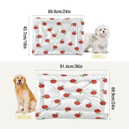 Apples Pattern Pet Bed Mat for Dogs and Cats, Soft Washable Crate Pad with Non-Slip Bottom, Cozy Bed Cushion for Small Medium Large Pets, 18x24 Inch - size: Small