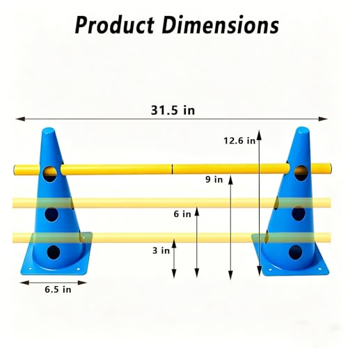 12 Dog Agility Hurdle Cones, 3 Adjustable Heights for Dog Training (Blue) - color: SLV-Hurdle Cone 12