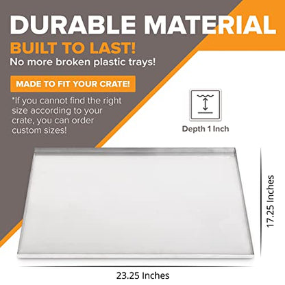 Pinnacle Systems (Galvanized, 23.25" L X 17.25" W X 1" Frisco Metal Replacement Crate Tray for Heavy Duty Single and Double Door Dog Crate Chew Proof Crack Proof Multipurpose Tray - size: 23.25"L x 17.25"W x 1"H