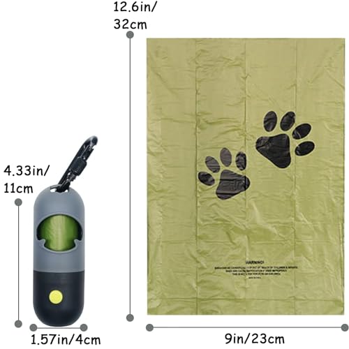 2 Pack Poop Bag Holder with Flashlight Waste Bag Dispenser for Leash with Clip and Battery Poop Bag Dispenser with Green Scented Poop Bags for Dog Walking(Black,2 Dispenser 60 Bags) - color: Black
