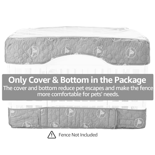 PJYuCien Playpen Cover and Bottom Pad for 36'' Width 4 Panel Pen, Gray | Protect Floor, Easy to Move and Clean – Perfect for Puppy, Duck, and Other Small Animals，Adhesive Tape Connect - style: Grey Bottom Cover Set, 36"Width, Grey ( Adhesive Tape Connecti