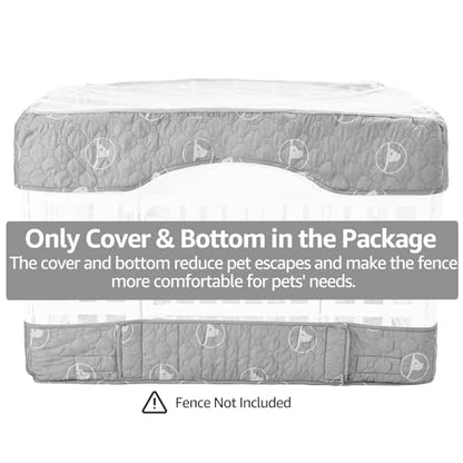 PJYuCien Playpen Cover and Bottom Pad for 36'' Width 4 Panel Pen, Gray | Protect Floor, Easy to Move and Clean – Perfect for Puppy, Duck, and Other Small Animals，Adhesive Tape Connect - style: Grey Bottom Cover Set, 36"Width, Grey ( Adhesive Tape Connecti
