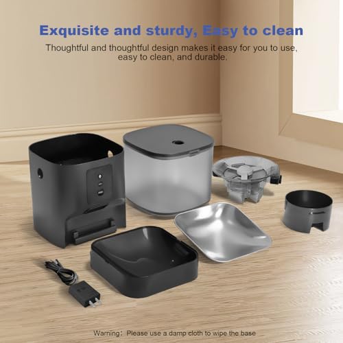 ANDOLL HOME 2.4G Automatic Cat Feeder, 4L WiFi Food Dispenser with 10s Voice Recorder, Pet Feeder up to 10 Meals per Day, Timed Cat Feeder with Dry Food Sealed Ring - color: Frosted Black