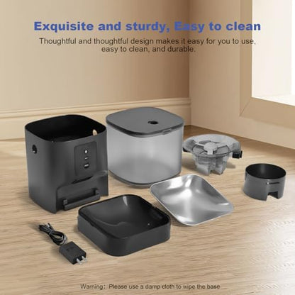 ANDOLL HOME 2.4G Automatic Cat Feeder, 4L WiFi Food Dispenser with 10s Voice Recorder, Pet Feeder up to 10 Meals per Day, Timed Cat Feeder with Dry Food Sealed Ring - color: Frosted Black