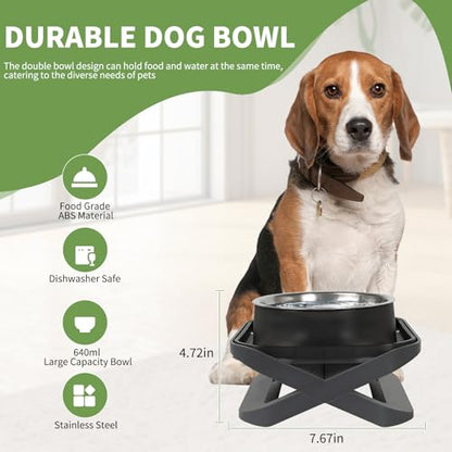 Raised Dog Bowls for Small & Medium Dogs, Adjustable Elevated Stainless Steel Food or Water Bowl, No Spill Non-Slip Dog Feeder Stand for Pets - size: Single - A