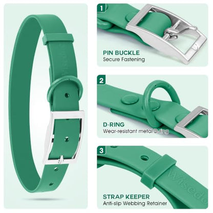 Wisedog Small Puppy Collar, Pine Green, XS 7"-10" × 1/2" | Soft Rubber Coated Webbing, For Small Dogs Cats, Cute Pet Collars - color: Pine Green