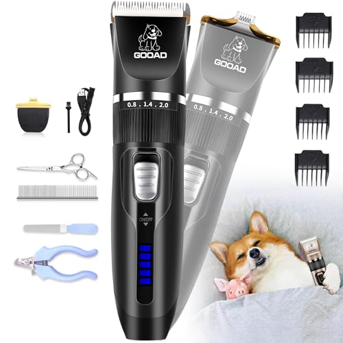Dog Clippers Grooming Kit and Paw Trimmer,Cordless,Low Noise, Electric Quiet,Rechargeable, Dog Trimmer Grooming, Pet Hair Clippers for Thick Coats,Shaver for Small and Large Dogs Cats(Black) - color: Black