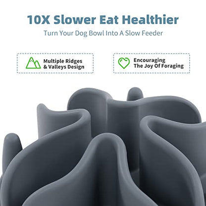 Jaoul Slow Feeder Dog Bowls Insert, Puzzle Slow Feeder Insert with 51 Octopus Suction Cups for Medium Large Size Dog Food Bowl Over 6.5" Wide (Grey) - color: Grey, size: Large(5.5 inch)