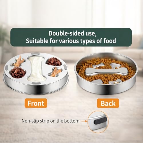 3 PCS Slow Feeder Dog Bowls, Stainless Steel Slow Feed Bowl for Dogs and Cats, Puppy or Cat Food Holder