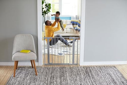 Safety 1st Easy Install Baby Gate for Doorways, Auto-Close Pressure-Mounted Magnetic Latch, Indoor Dog Gates, No Drilling, Fits 29"-38", Grey - color: Gray