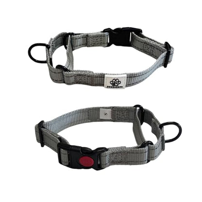 No Pull Martingale Dog Collar with Safety Lock Buckle, Quick-On Design, Gentle Control, Reflective Webbing, Adjustable Training Collar for Small Medium Large Dogs (Gray, M) - color: Gray, size: M