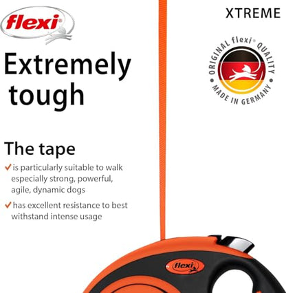 FLEXI® Xtreme Tape Retractable Dog Leash, Small, 16 ft - Orange/Black - size: Small