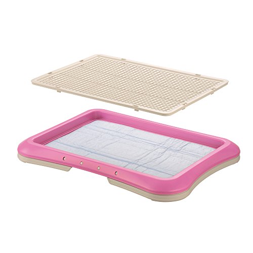 Richell Paw Trax Mesh Training Tray, Pink 25.2 x 18.9 x 1.6" | Richell Paw Trax Mesh Training Tray: Puppy Potty Pad Holder for Indoor Use, Anti-Chewing and Tearing, Ideal for Potty Training Puppies