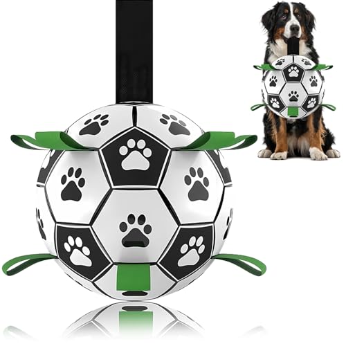 Ropes Soccer Balls Toy - Interactive Dog Toys for Tug of War, Puppy Birthday Gifts, Water Toy, Durable Balls World Cup for Large Dogs (9 Inch) - color: Green, size: Extra Large Size 5