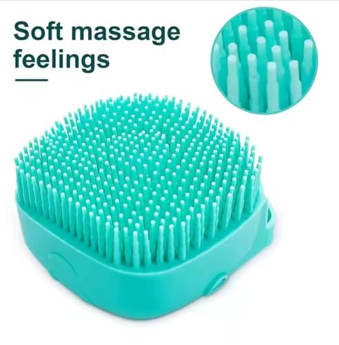 Dog Bath Brush with Shampoo Dispenser – Soft Silicone Pink Pet Scrubber for Stress-Free Bathing, Easy Refill (Dogs & Cats)