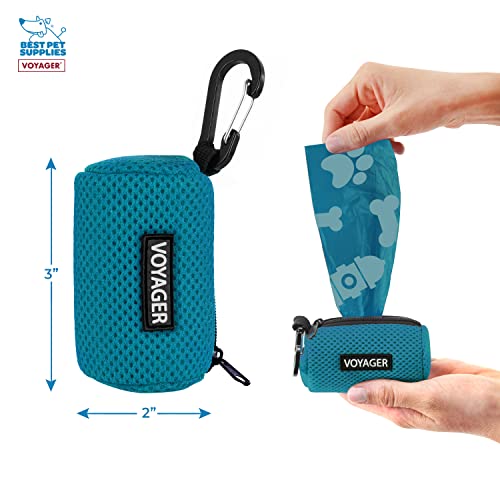 Best Pet Supplies 강아지 배변 봉투 홀더 목줄 부착물, 15개의 가방 포함, 터키석, 여행, 산책, 공원 및 실외 사용을 위한 재사용 가능한 메시 디스펜서 파우치, 클립온으로 부드럽고 내구성이 뛰어납니다 - color: 메시(터키석), size: 1 개(1 팩)