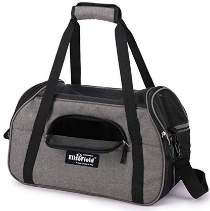 EliteField Soft Pet Carrier (3 Year Warranty, Airline Approved) Soft Sided Dog Puppy Cat Carrier Travel Bag (X-Large: 21" L x 12" W x 13" H, Charcoal Gray) - color: Charcoal Gray, size: 21.0"L x 12.0"W x 13.0"H