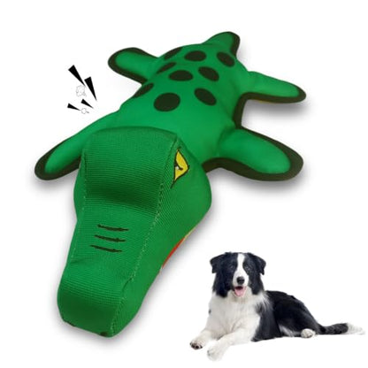 WOWBALA Dog Squeaky Toys,Puppy Teething Toys for Small Medium Dogs | Crocodile Stuffed Animals Dog Toys for Boredom and Stimulating to Keep Them Busy - color: Olive Green