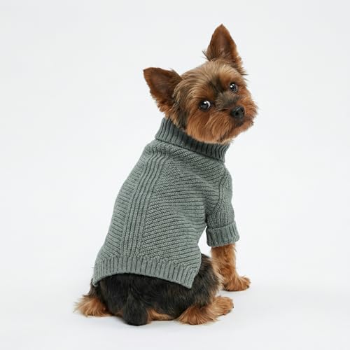 Fitwarm Dog Turtleneck Sweater, Thermal Knitted Pet Coat, Dog Winter Clothes for Small Dogs, Cat Apparel, Heather Grey, XSmall - color: Heather Grey, size: X-Small