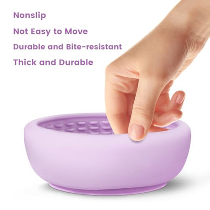 Dog Slow Feeder Licking Bowl,Freezeable Anxiety Relief Treat Dispenser, Non-Slip Anti-chocking Pet Dish, Interactive Puzzle Toy for Small Medium Breed,Freezable BPA Free Silicone Dishwasher Safe - color: purple, size: S