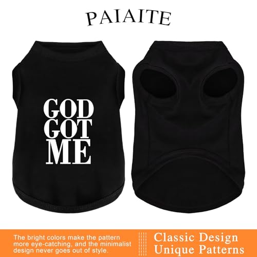 Discover Cozy Cotton Canine Wear: Breathable Soft, and Lightweight Dog Shirt Vest with Eye-Catching Graphics(GOD GOT ME), Keeping Your Furry Friend Warm and Comfy! Black XL - color: Black, size: XL-(12~15lb) | Back(~17.7")