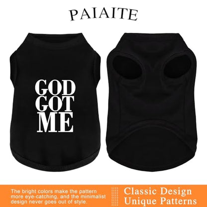 Discover Cozy Cotton Canine Wear: Breathable Soft, and Lightweight Dog Shirt Vest with Eye-Catching Graphics(GOD GOT ME), Keeping Your Furry Friend Warm and Comfy! Black XL - color: Black, size: XL-(12~15lb) | Back(~17.7")