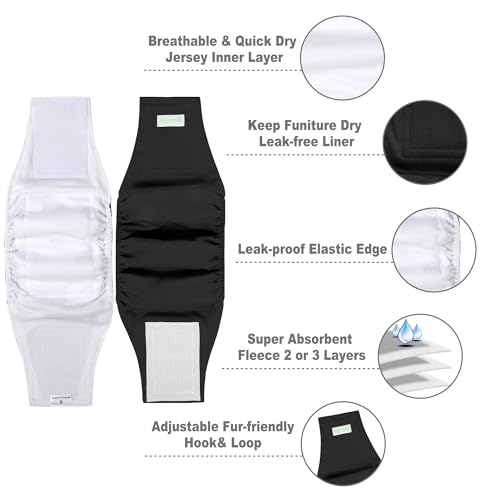 wegreeco Small Dog Diapers Male,Reusable Belly Bands for Male Dogs,Washable Doggie Puppy Male Diapers Wraps,Medium Large Size (5 Pack Small, Black) - color: Black, size: Small
