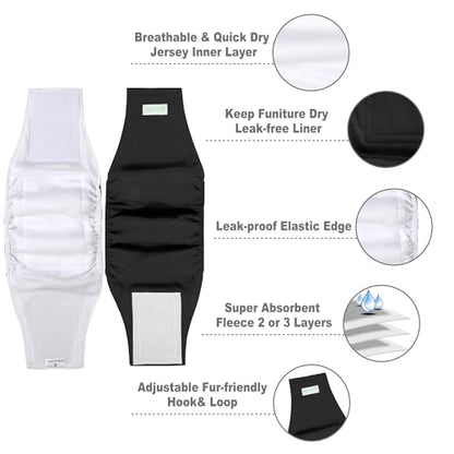 wegreeco Small Dog Diapers Male,Reusable Belly Bands for Male Dogs,Washable Doggie Puppy Male Diapers Wraps,Medium Large Size (5 Pack Small, Black) - color: Black, size: Small