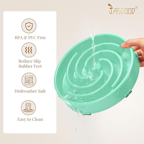 JASGOOD Slow Feeder Dogs Bowl for Medium Dogs,Anti-Gulping Pet Slower Food Feeding Bowls Stop Bloat,Preventing Choking Healthy Design Dogs Bowl, O-Pea Green - color: Mint Green