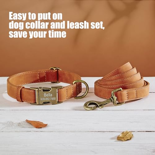 Personalized Dog Collars for Puppies, Custom Soft PU Leather Dog Collar with Engraved ID Name and Number, Adjustable & Durable Pet Collars with Quick Release Metal Buckle,XS(8-13") - color: Light Brown-Engraving, size: X-Small: Fit 8-13" Neck