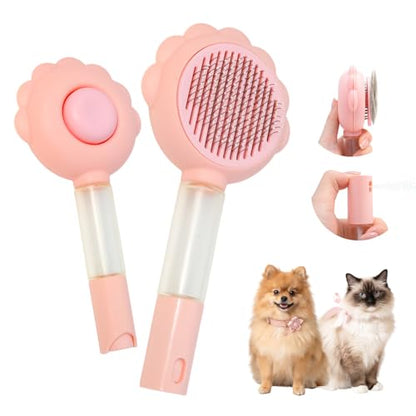 Self-Cleaning Pet Grooming Brush – Smooth Grooming Brush for Dogs and Cats, Easy Hair Removal with the Push of a Button, Gentle Shedding Remover for Small Pets