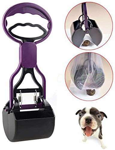 Pet Pooper Scooper for Dogs Cats Non-Breakable High Strength Material Durable Spring Easy Pick Up Grass Gravel Jaw Claw Rake for Kids Children Women Men (Black) - color: Black