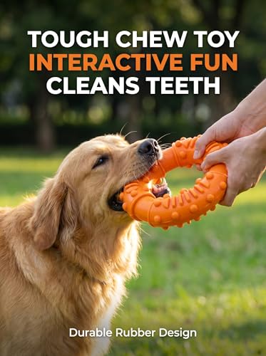 Durable Rubber Teething Ring for Dogs, Interactive Chew Toy for Medium and Large Breeds, Tough Pet Fetch and Training Tool - color: Orange