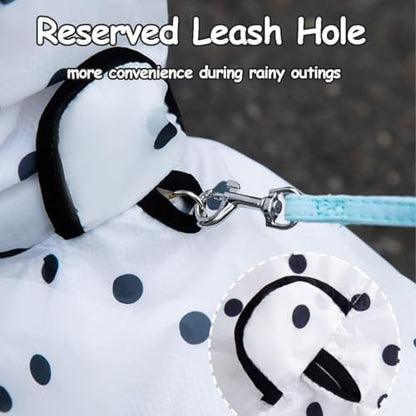 MANON ROSA Dog Clothes- Waterproof & Quick-Drying Puppy Raincoat with Hood and Leash Hole Cute Hooded Rain Poncho Gear for Small Medium Large Dogs Dot XXL - color: A.Polka Dot, size: XX-Large