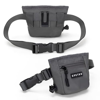 Dog Treat Pouch, Powerful Magnet Closure Device Dog Training Treat Bag Large Capacity Pet Treat Pouch with Poop Bag Dispenser Treat Bag for Dog Training with Metal Waistband Clip (Deep Gray) - color: Deep Gray