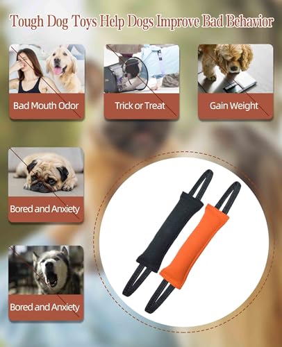 Clysoru Dog Tug Toy Double Pack Tough Jute Bite Pillow Training Equipment Puppy to Large Dogs Interactive - color: orange Black